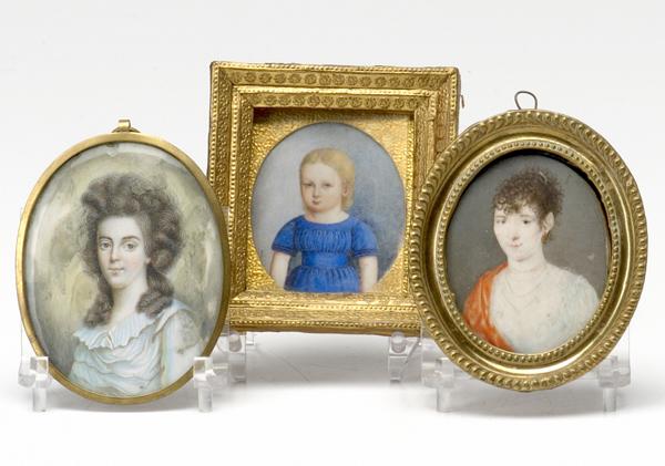 Appraisal: PORTRAIT MINIATURES Three paintings two of women and one of