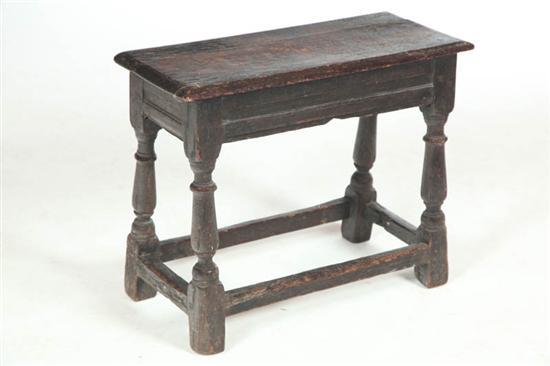 Appraisal: JOINT STOOL Probably England th century oak Molded edge top