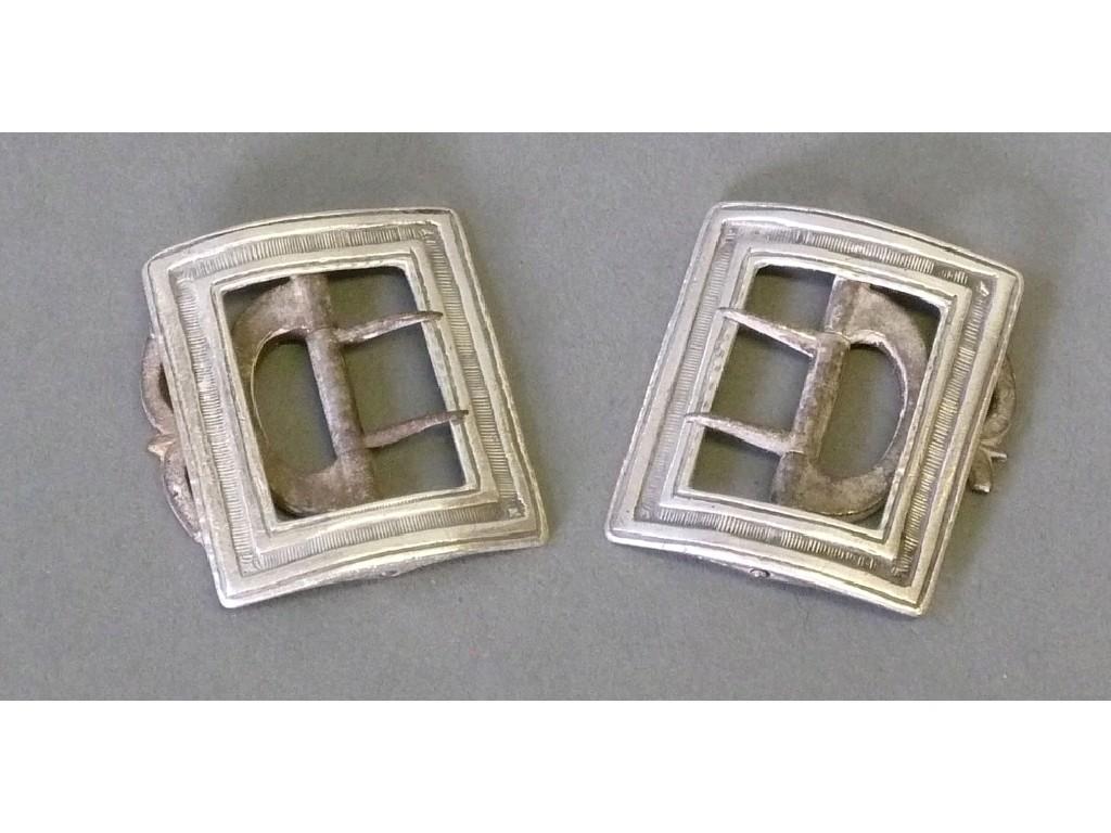 Appraisal: PAIR OF GEORGE III SILVER SMALL BUCKLES by Samuel Pemberton