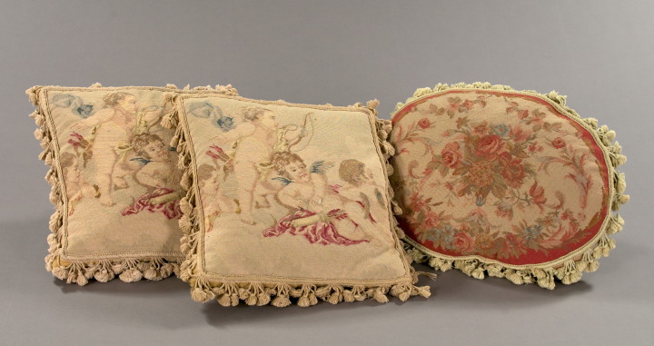 Appraisal: Group of Three Aubusson Tapestry Pillows consisting of a pair