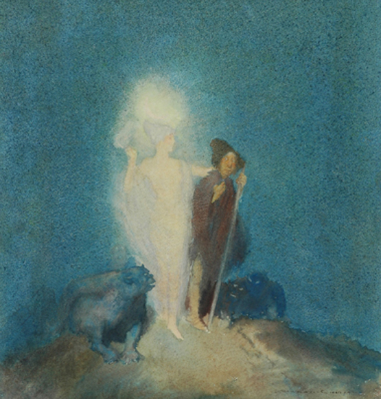 Appraisal: Norman Alfred Williams Lindsay - Love's Dreams watercolour signed 'Norman