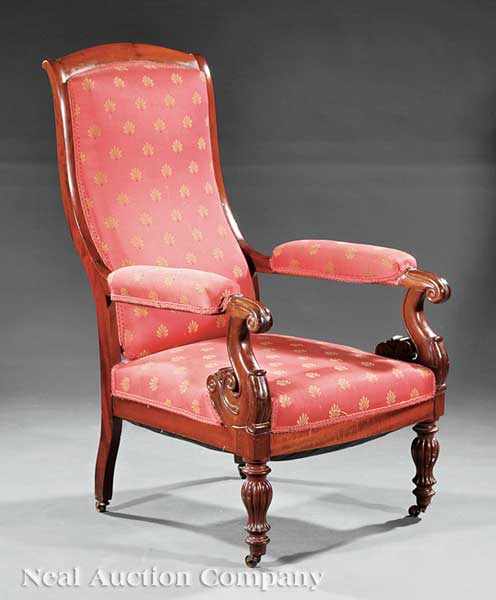 Appraisal: An American Classical Carved Mahogany Library Armchair early th c