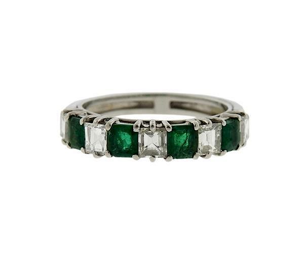 Appraisal: Platinum Gold Diamond Emerald Band Ring METAL platinum GEMSTONES diamonds-approx