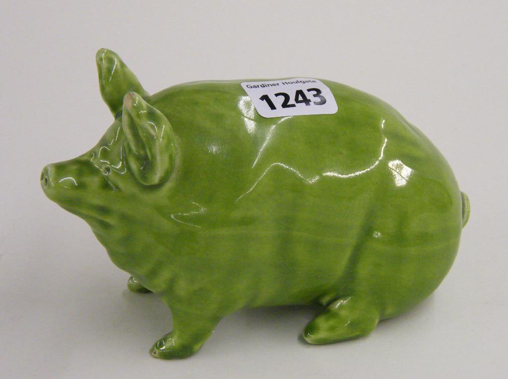 Appraisal: Wemyss Ware green glaze pottery model of a pig impressed