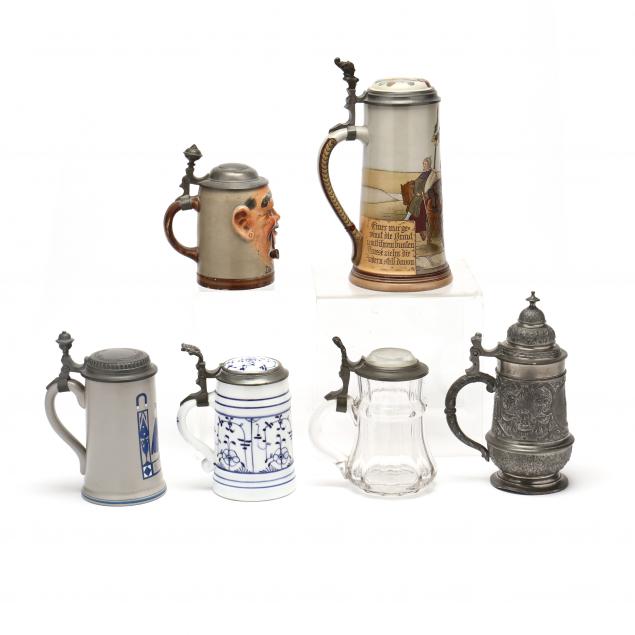 Appraisal: A GROUPING OF SIX GERMAN STEINS Early th century including