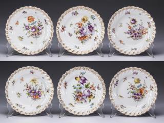 Appraisal: German Dresden floral porcelain plates marked Set of six German