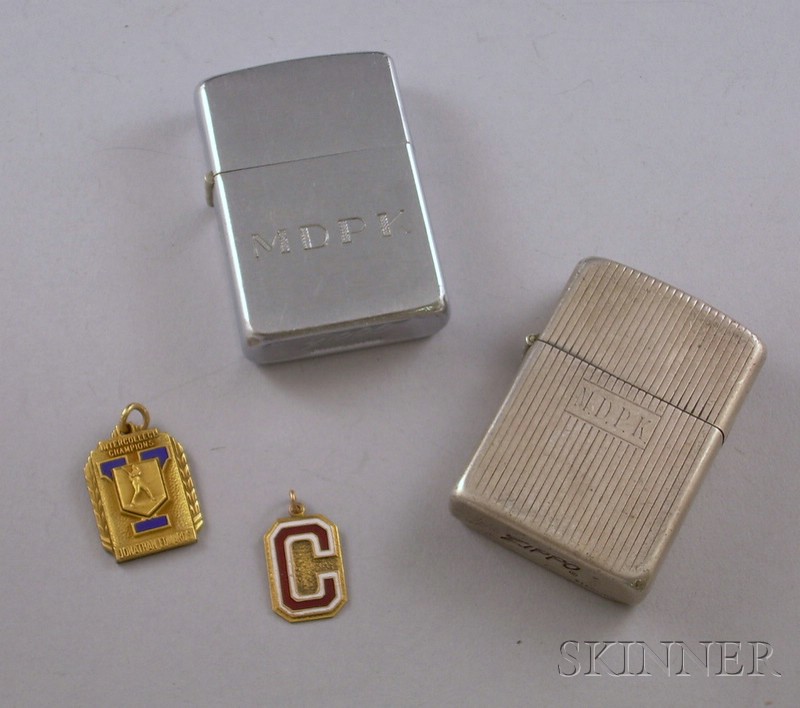 Appraisal: Group of Four Jewelry Items two Zippo lighters one sterling