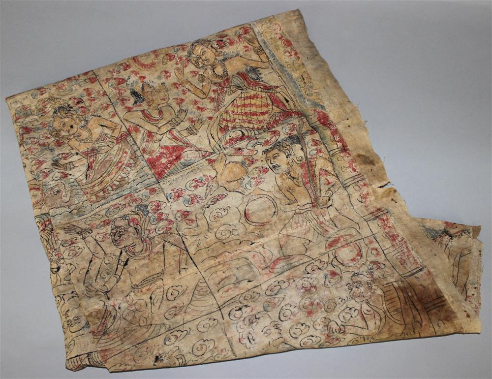 Appraisal: SOUTHEAST ASIAN STORY CLOTH the rectangular cloth decorated with scenes