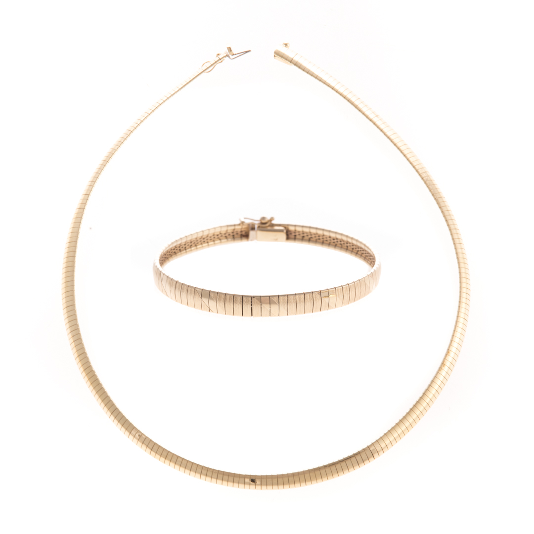 Appraisal: A Lady's K Omega Bracelet and Necklace K yellow gold