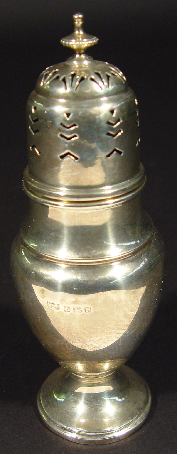 Appraisal: Circular based silver sugar caster of baluster form Birmingham cm