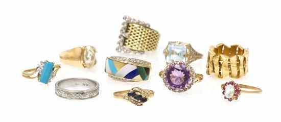 Appraisal: An Assortment of Rings including an karat yellow bamboo style