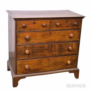 Appraisal: Chippendale Cherry Chest of Drawers late th century ht case