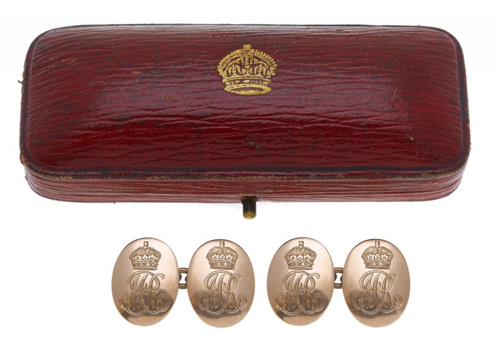 Appraisal: ROYAL A PAIR OF CT GOLD CUFF-LINKS engraved with the