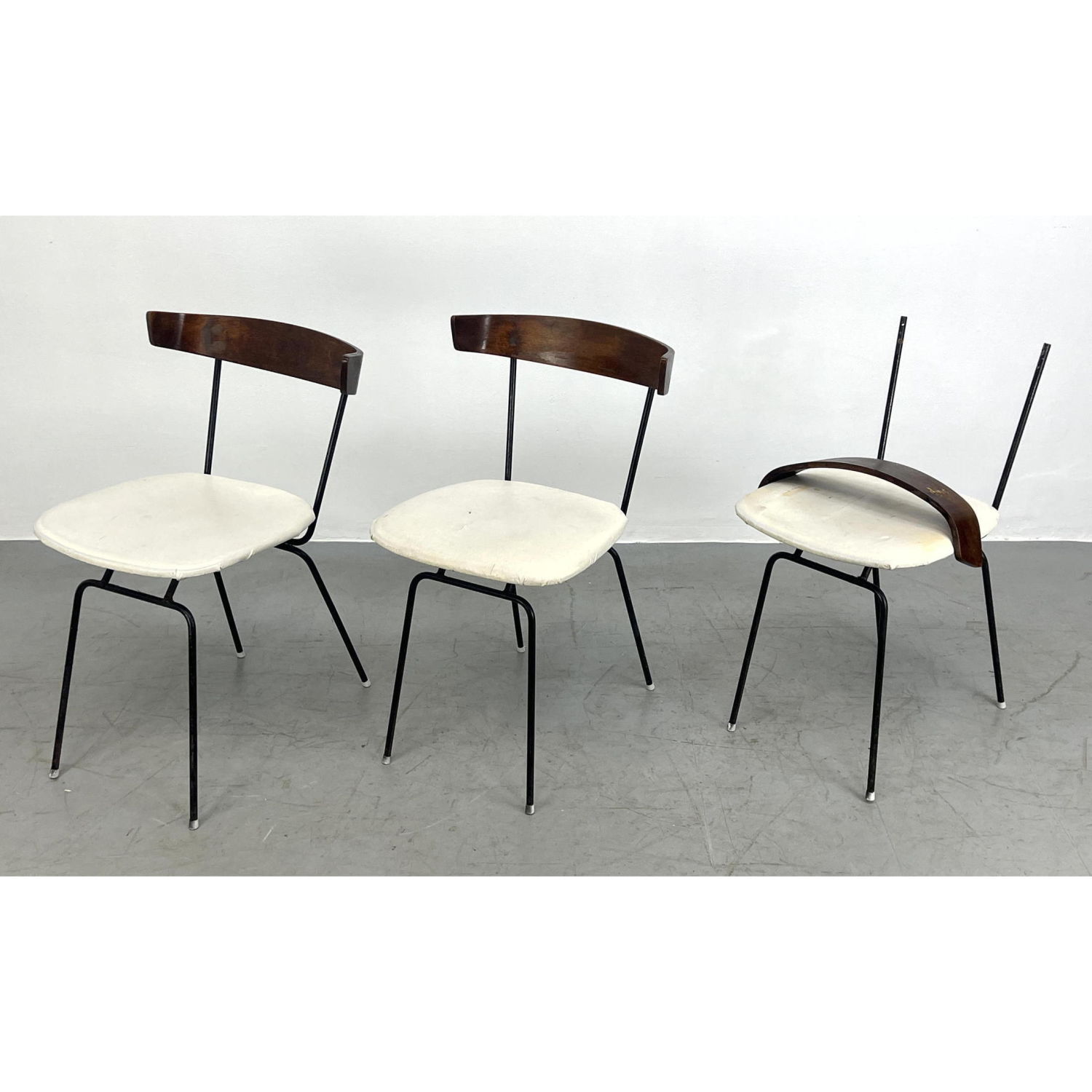 Appraisal: Set CLIFFORD PASCOE Iron Frame Dining Chairs Bowed Wood Back