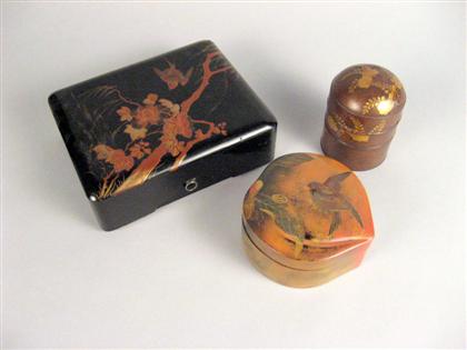 Appraisal: Three Japanese lacquer boxes meiji period - The first rectangular