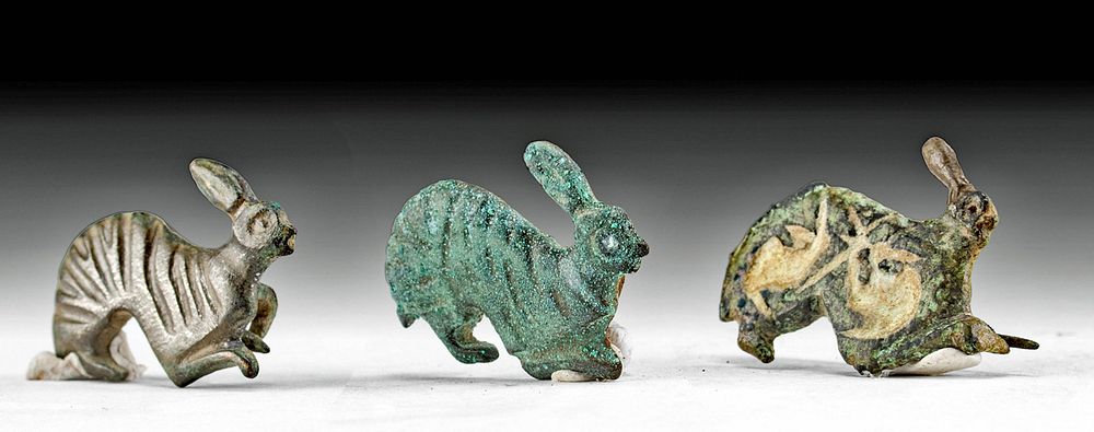 Appraisal: Lot of Roman Bronze Leaded-Bronze Hare Fibulae Roman Imperial Period