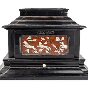 Appraisal: A German Mother-of-Pearl Inlaid Ebonized Jewelry Casket Nuremberg th Century