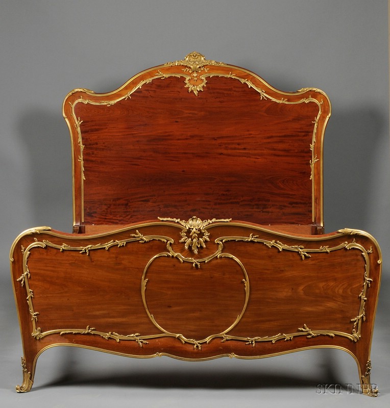 Appraisal: Fine Louis XV Style Ormolu-mounted Mahogany Bed attributed to and