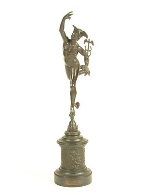 Appraisal: After Giambologna A late th century bronze sculpture of Mercury