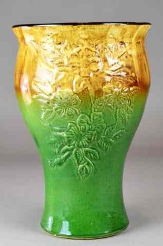 Appraisal: Large Pottery Vase - Majolica StyleLarge brown and green glase