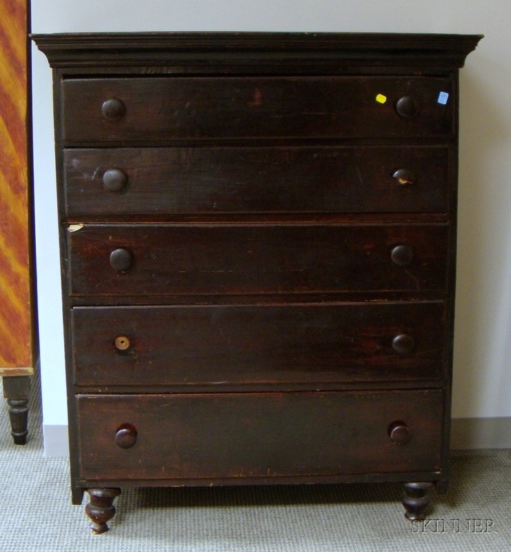 Appraisal: Stained Maple Five-Drawer High Chest