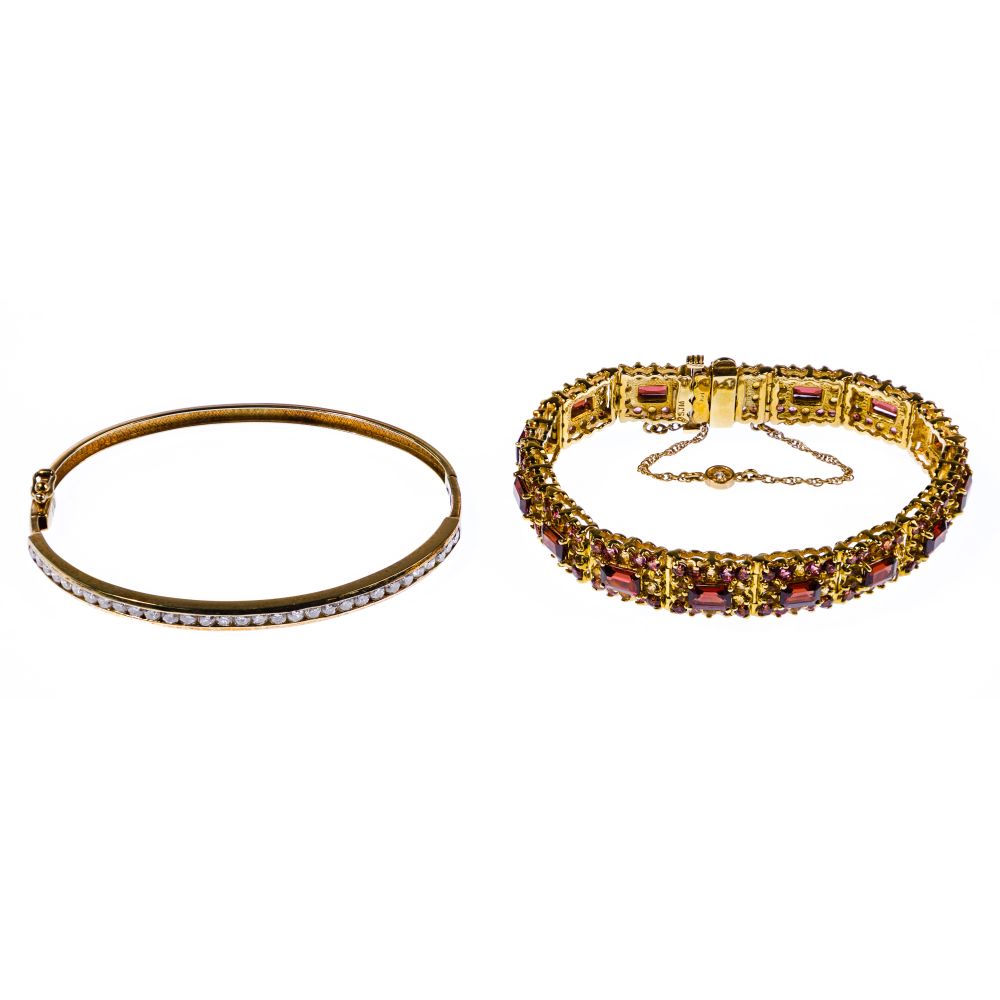 Appraisal: K YELLOW GOLD AND GEMSTONE BRACELETS items including a link