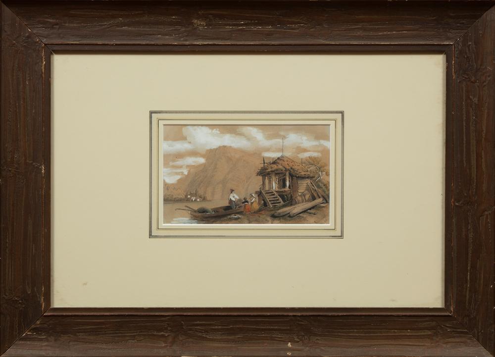 Appraisal: Attributed to Gustavo Simoni Italian - Unloading the Boat watercolor