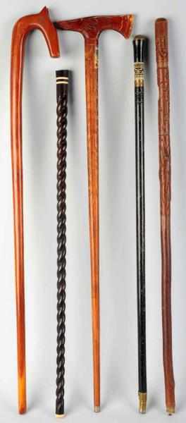 Appraisal: Lot of Walking Stick Canes Includes one made of twisted