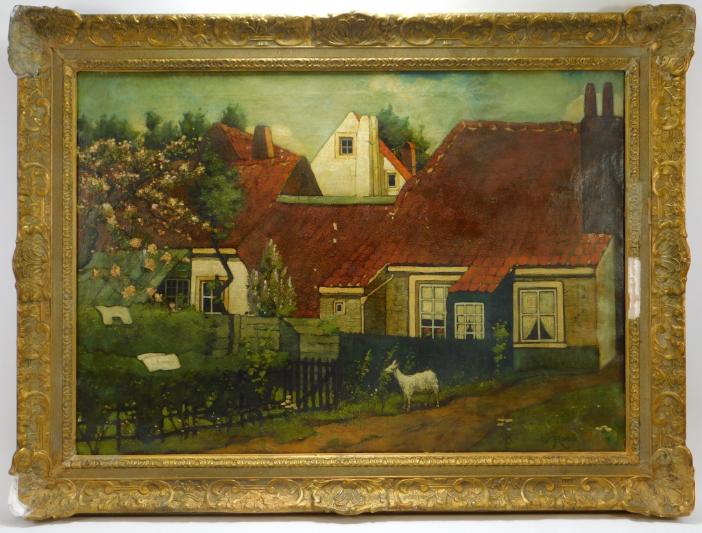 Appraisal: WILLEM ROELOFS IMPRESSIONIST FARMHOUSE PAINTING Netherlands Holland - Depicts a