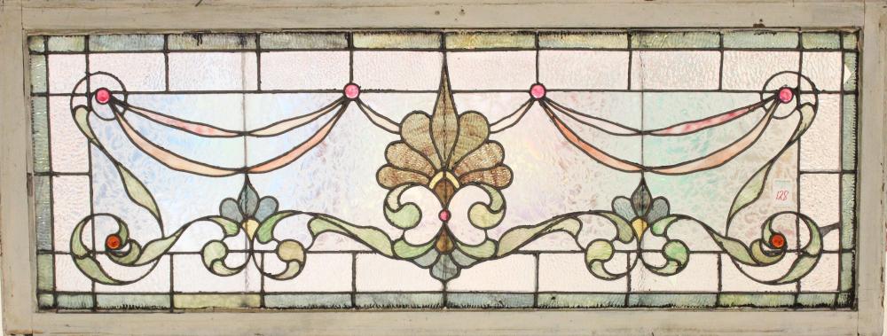 Appraisal: A VICTORIAN STAINED AND LEADED GLASS TRANSOM WINDOW American late