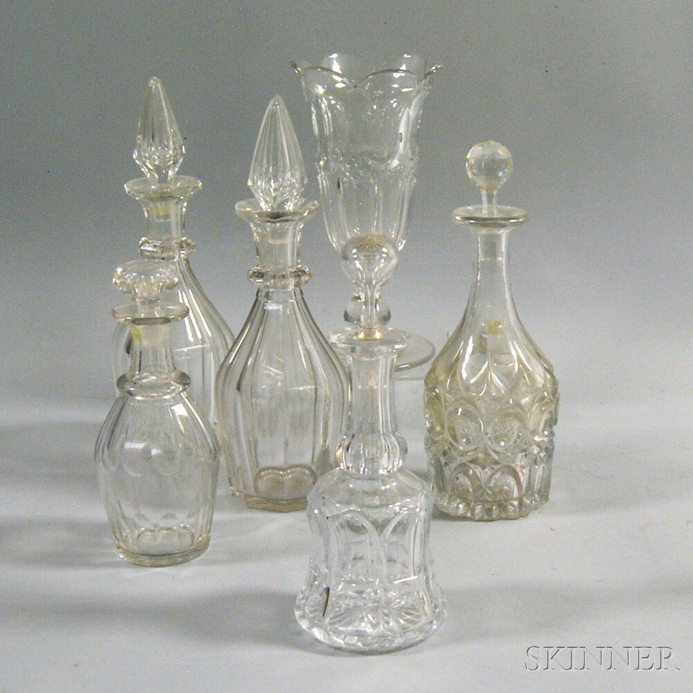 Appraisal: Six Pieces of Colorless Glass America th century a pair