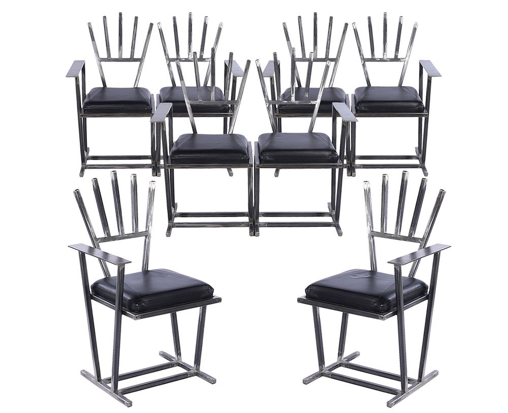 Appraisal: Set of Steel Arm Chairs by Gary Kulak Gary Kulak