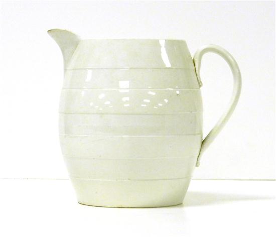 Appraisal: Pearlware pitcher incised bands craquelure some roughness surface wear ''