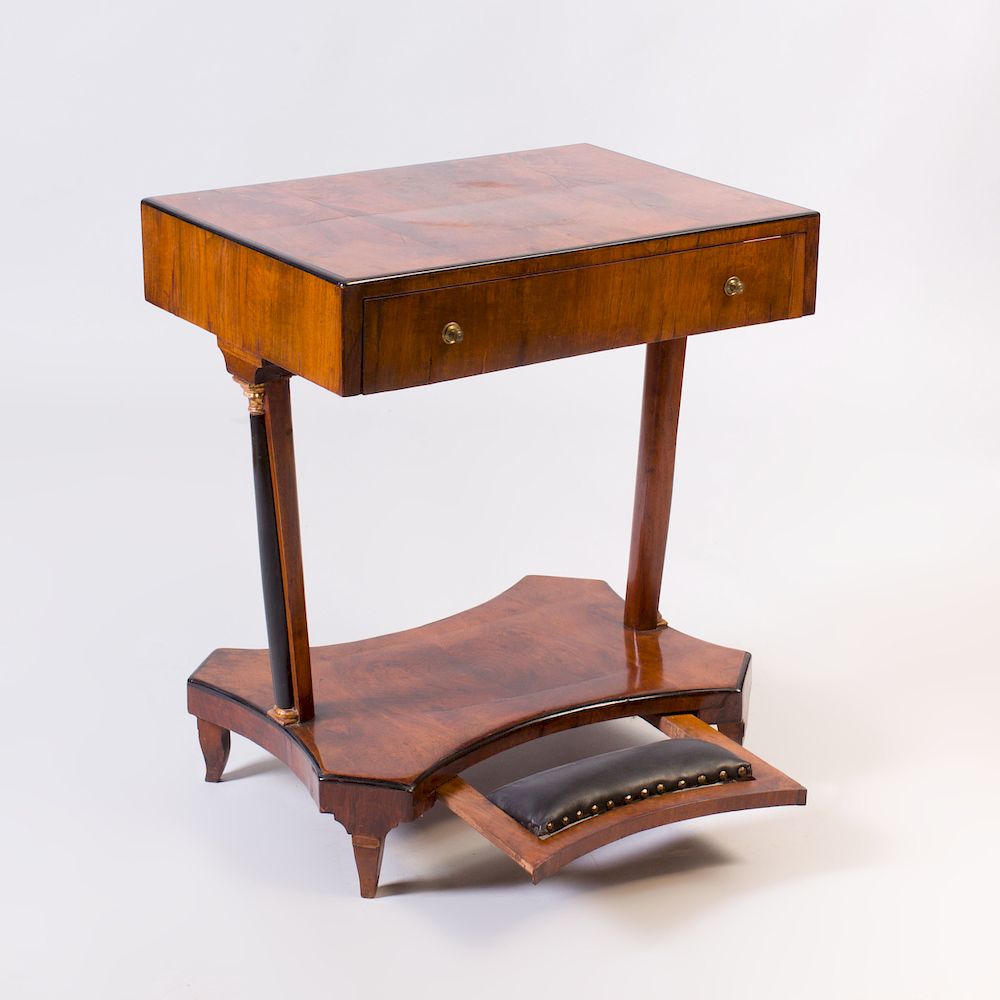 Appraisal: German Walnut and Ebonized Side Table Fitted with a single