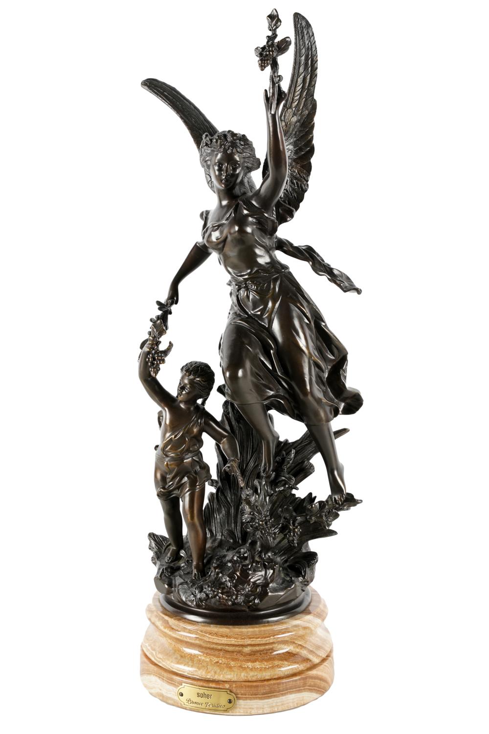 Appraisal: NEOCLASSIC STYLE BRONZE FIGURAL GROUPinscribed to plaque Soher Bronze Veridico