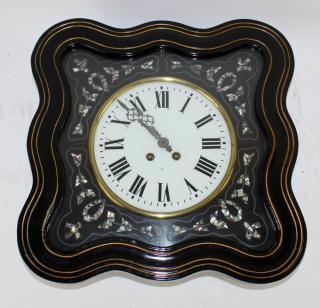 Appraisal: French wall clock with mother of pearl inlay French picture