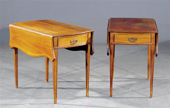 Appraisal: Pair Federal style inlaid mahogany Pembroke tables oval top with