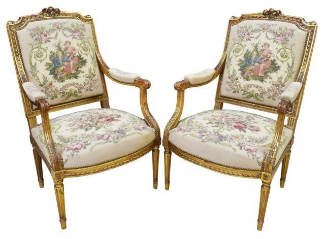 Appraisal: lot of French Louis XVI style armchairs early th c