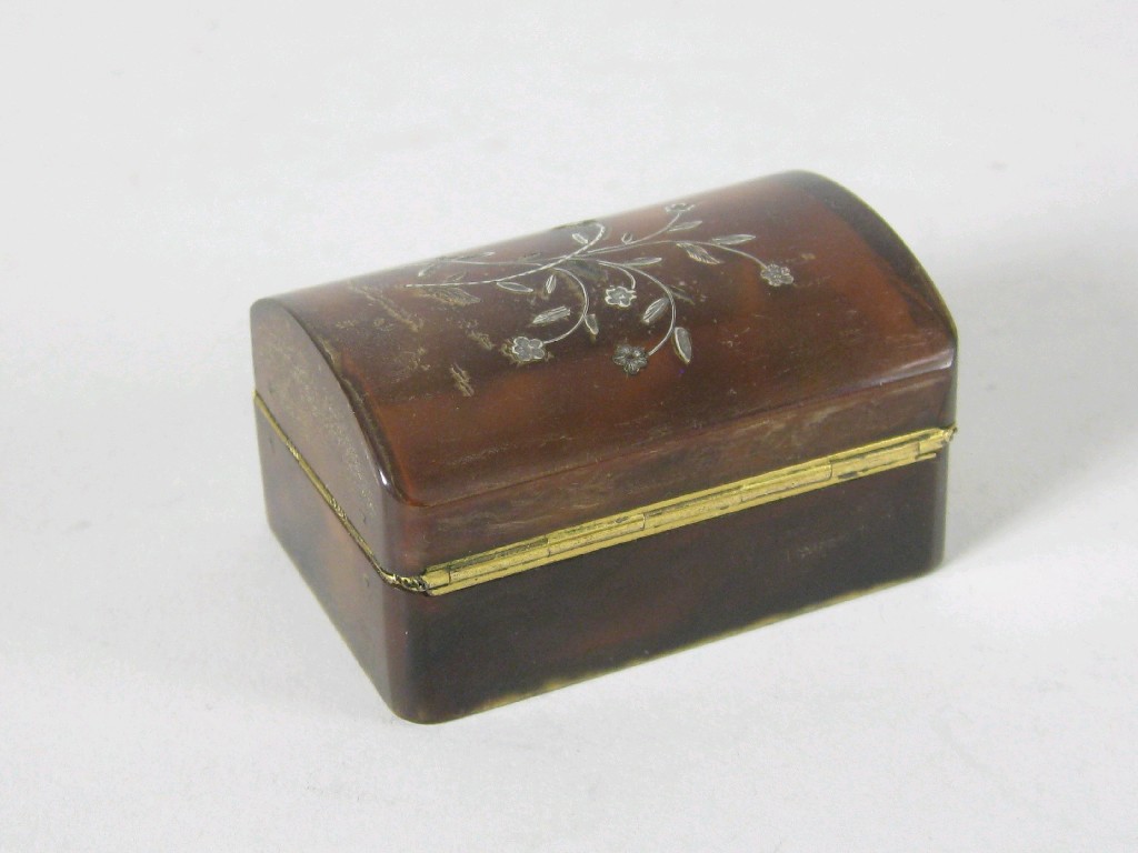 Appraisal: A th Century tortoiseshell Snuff Box with domed lid having