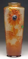 Appraisal: GALLE CAMEO APPLIED VASE Highly unusual sunrise decoration with wheel-carved