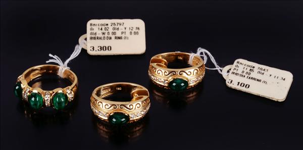 Appraisal: A emerald and diamond ring and a pair of ear