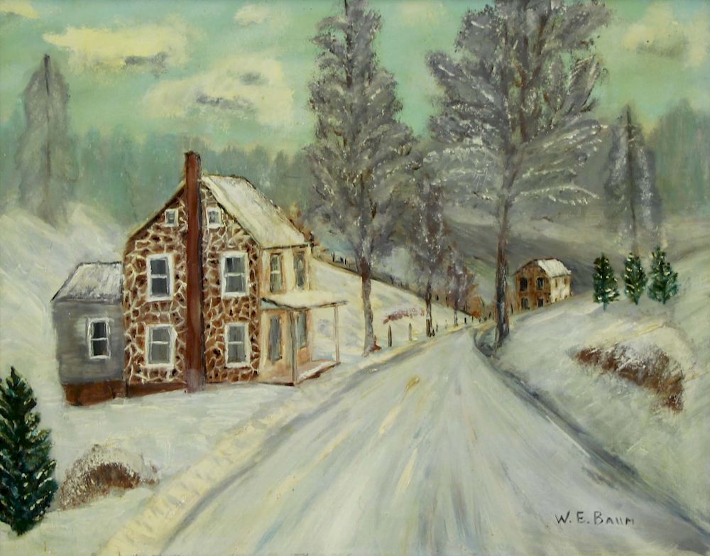 Appraisal: WALTER EMERSON BAUM AMERICAN - Oil on Board Winter Landscape