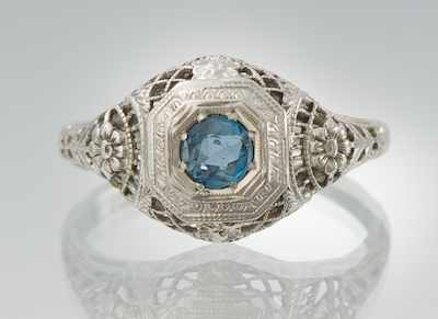 Appraisal: A Ladies' Art Deco Filigree Ring k white gold filigree