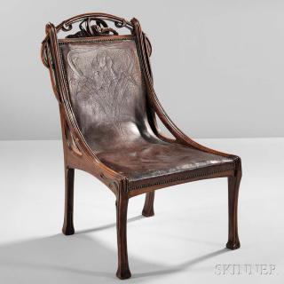 Appraisal: Art Nouveau Chair Probably Eug ne Gaillard Art Nouveau Chair