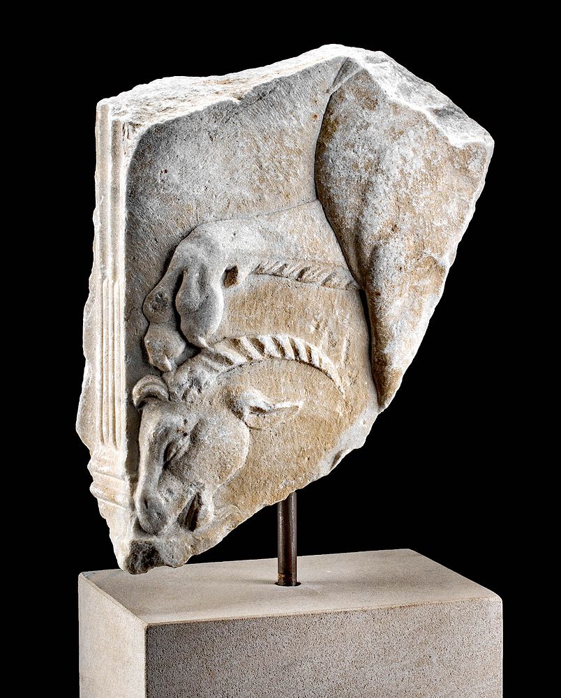 Appraisal: Roman Marble Relief with Lion's Paw and Ram's Head Roman