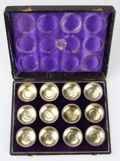 Appraisal: Cased set of Tiffany Co sterling silver salt cellars Monogrammed