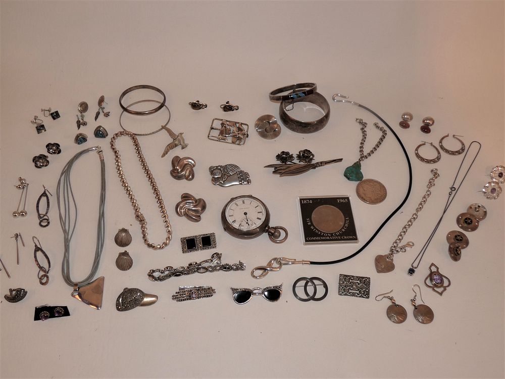 Appraisal: STERLING SILVER JEWELRY LOT Large lot of sterling silver including