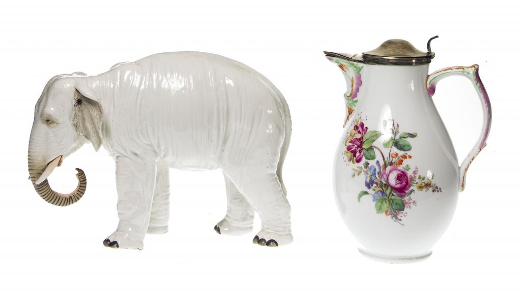 Appraisal: A CONTA BOEHME MODEL OF AN ELEPHANT with enamelled detail