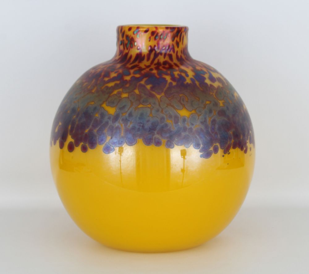 Appraisal: MC Harris Yellow Sunset Hand Blown Glass Micahel C Harris