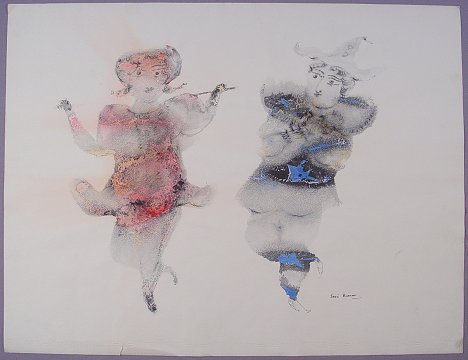 Appraisal: BURMAN Sakti Indian - Two Dancers W C Ink ''